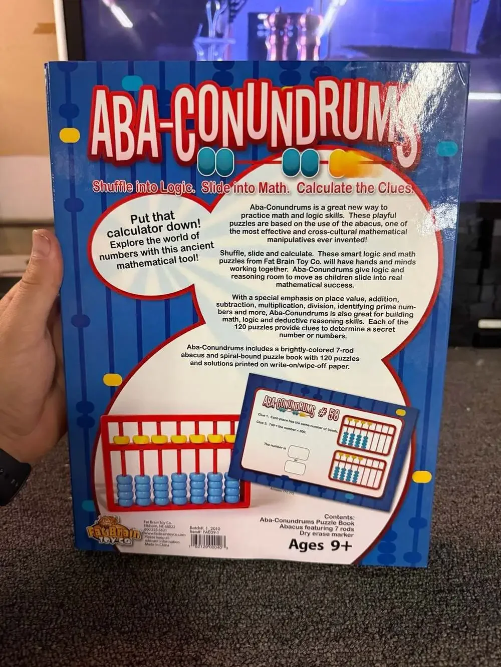 Fat Brain Toy Co. Aba-Conundrums Math Logic Puzzle Game with Wooden Abacus